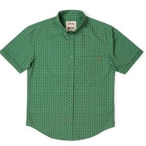 RSVLTS Men's Short Sleeve Button-Down Shirt in Green with Subtle Pattern